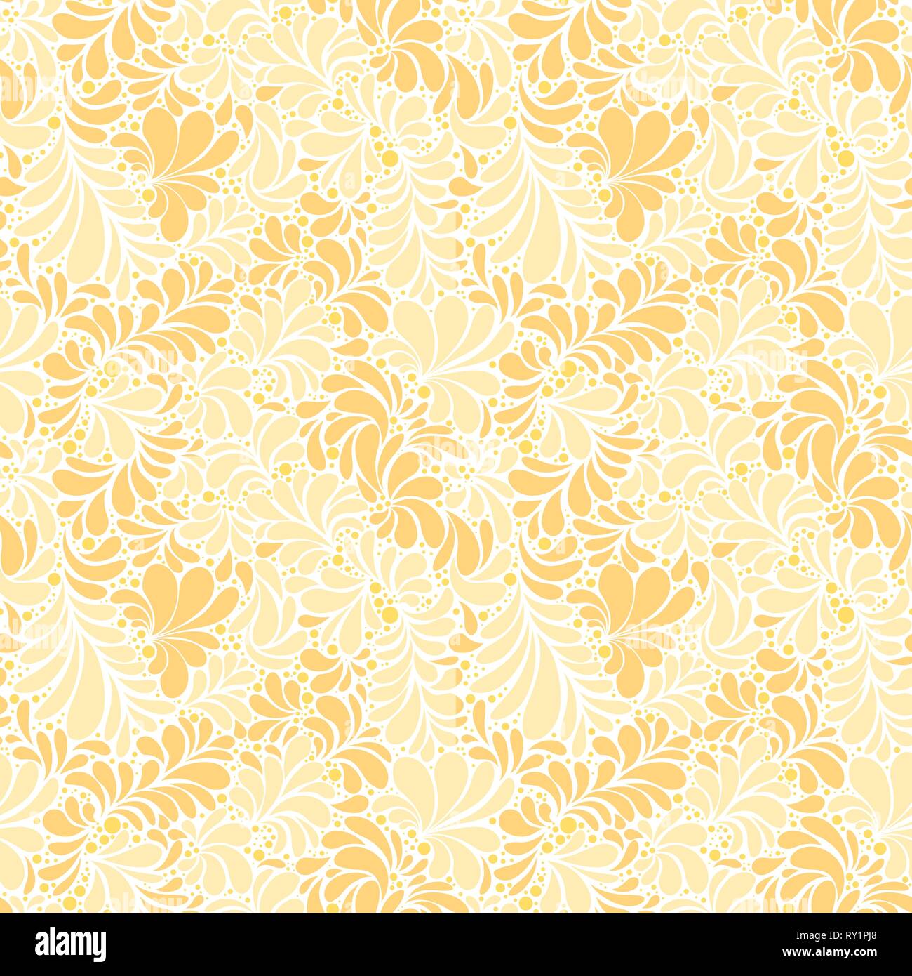 Paisley Or Damask Golden Floral Seamless Pattern Vector Ornament