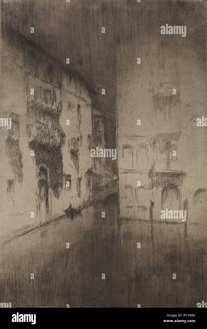 Nocturne:  Palaces. James McNeill Whistler (American, 1834-1903). Etching Stock Photo