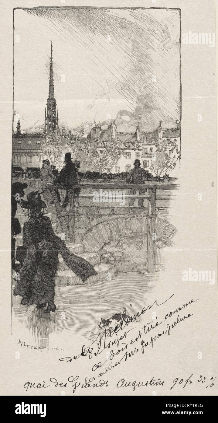 Quai des Grands Augustins. Auguste Louis Lepère (French, 1849-1918). Wood engraving Stock Photo