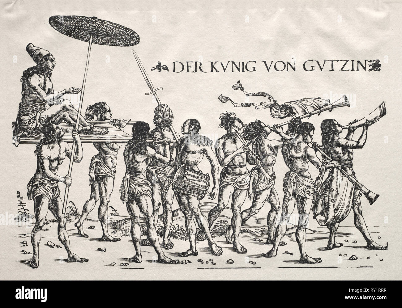 The King of Cochin. Hans Burgkmair (German, 1473-1531). Woodcut Stock Photo