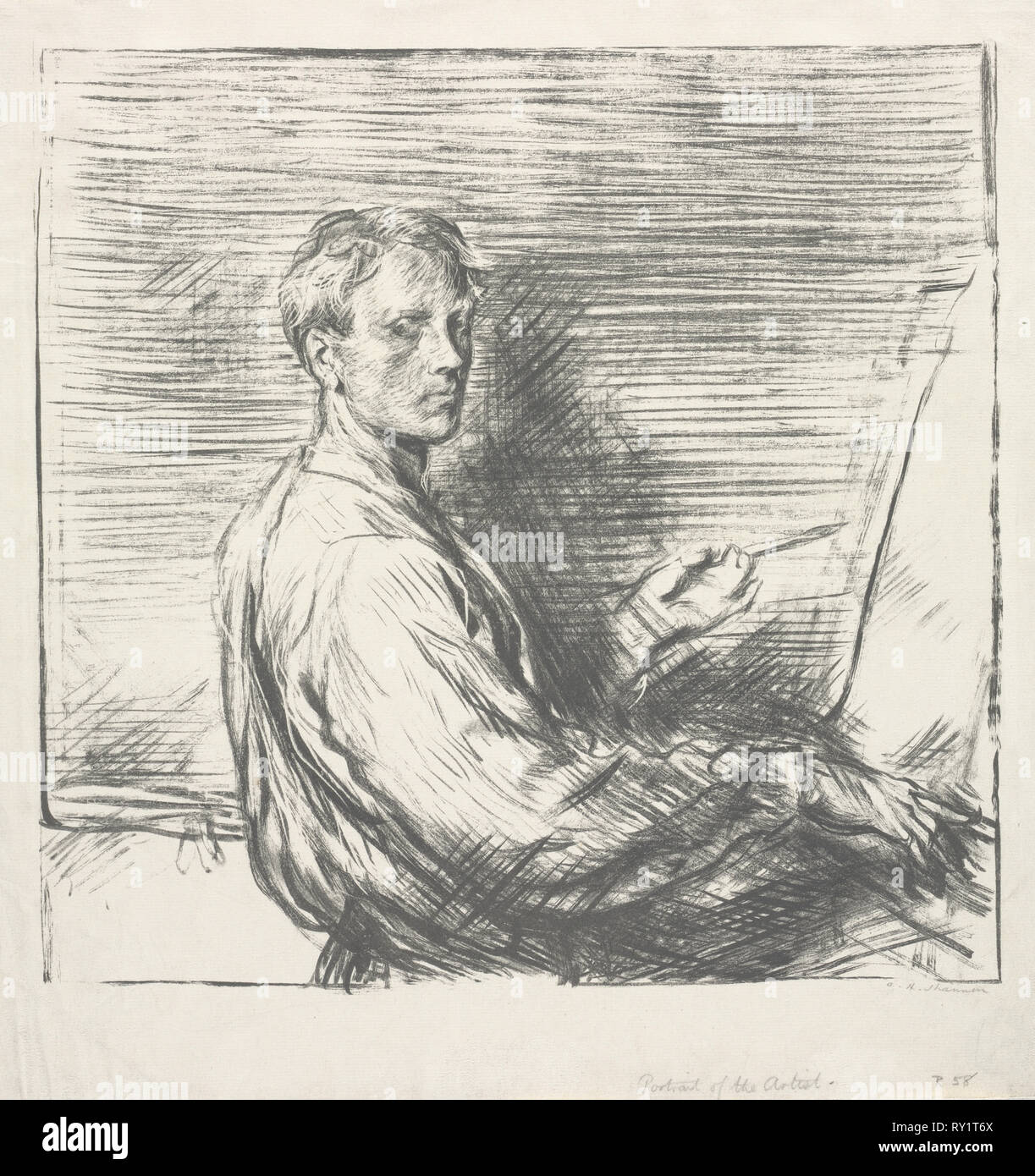 Portrait of the Artist, No. 1, 1905. Charles Hasslewood Shannon (British, 1863-1937). Lithograph Stock Photo