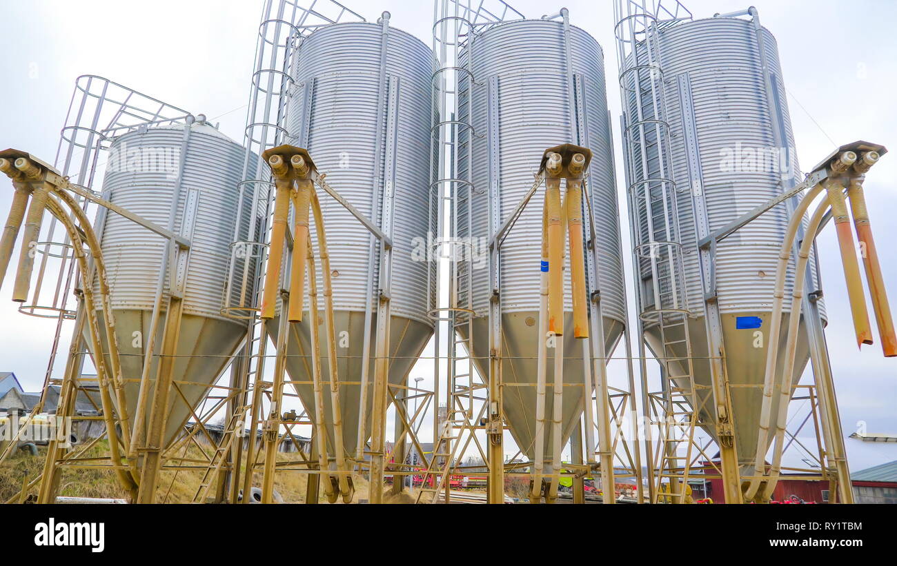 The big silo found in the big farm. Silos are used in agriculture to