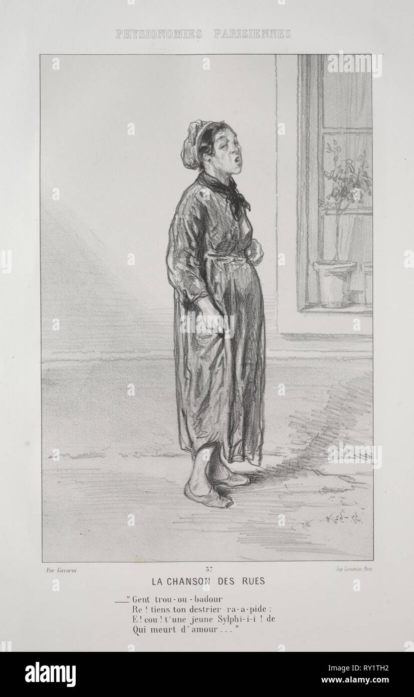 La Chanson des Rues. Paul Gavarni (French, 1804-1866). Lithograph Stock Photo