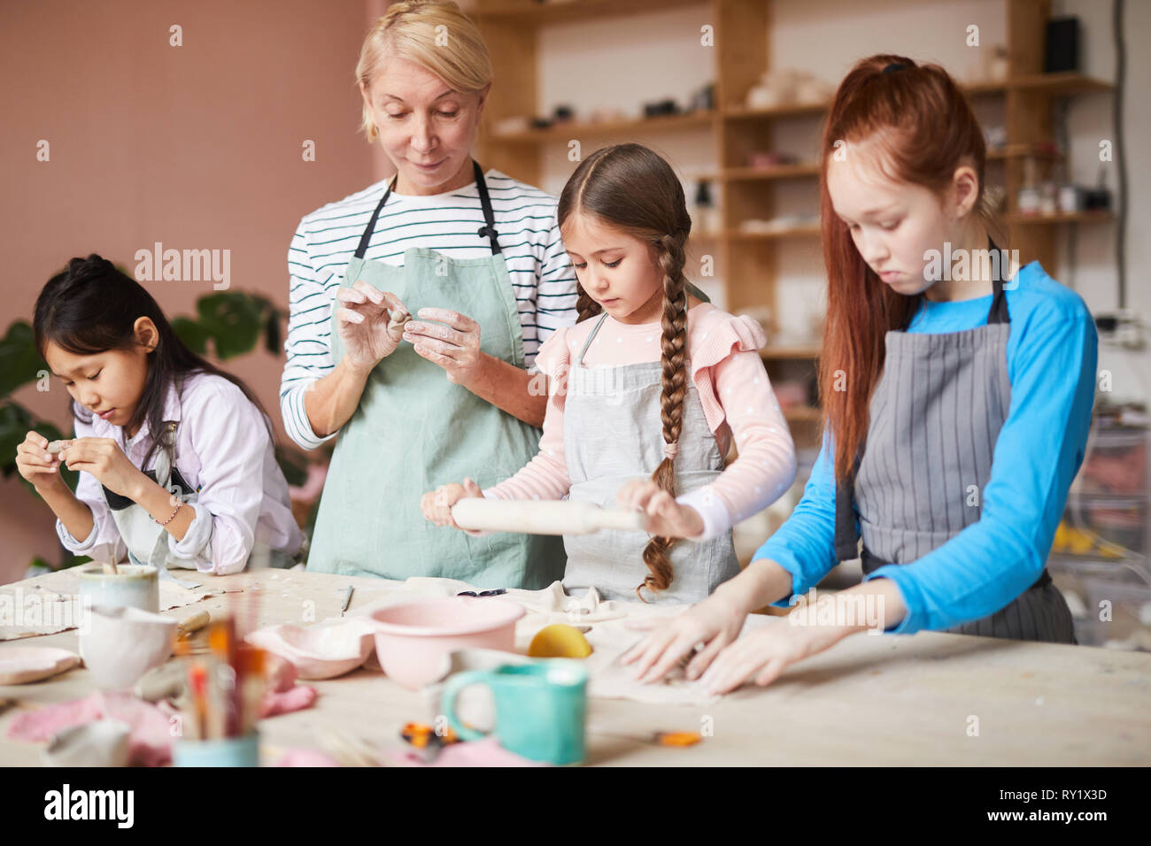 Pottery Class for Children Stock Photo