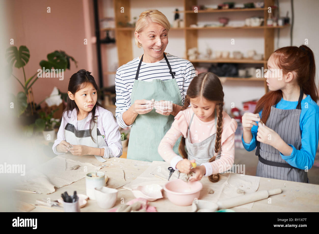 Pottery Class for Kids Stock Photo