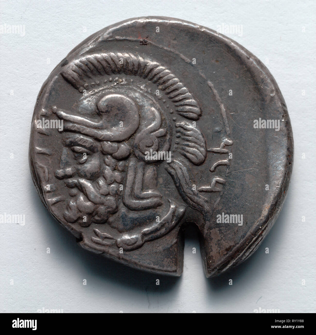 Stater: Ares (reverse), 379-374 BC. Greece, 4th century BC. Silver; diameter: 2.3 cm (7/8 in Stock Photo