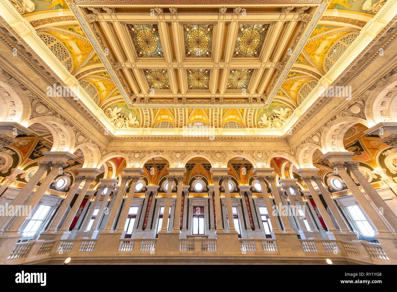 The Great Hall interior. Library of Congress. Washington DC, USA Stock Photo