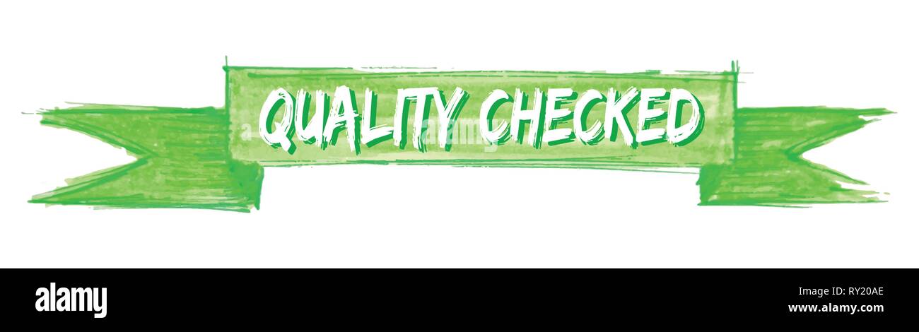 quality checked hand painted ribbon sign Stock Vector