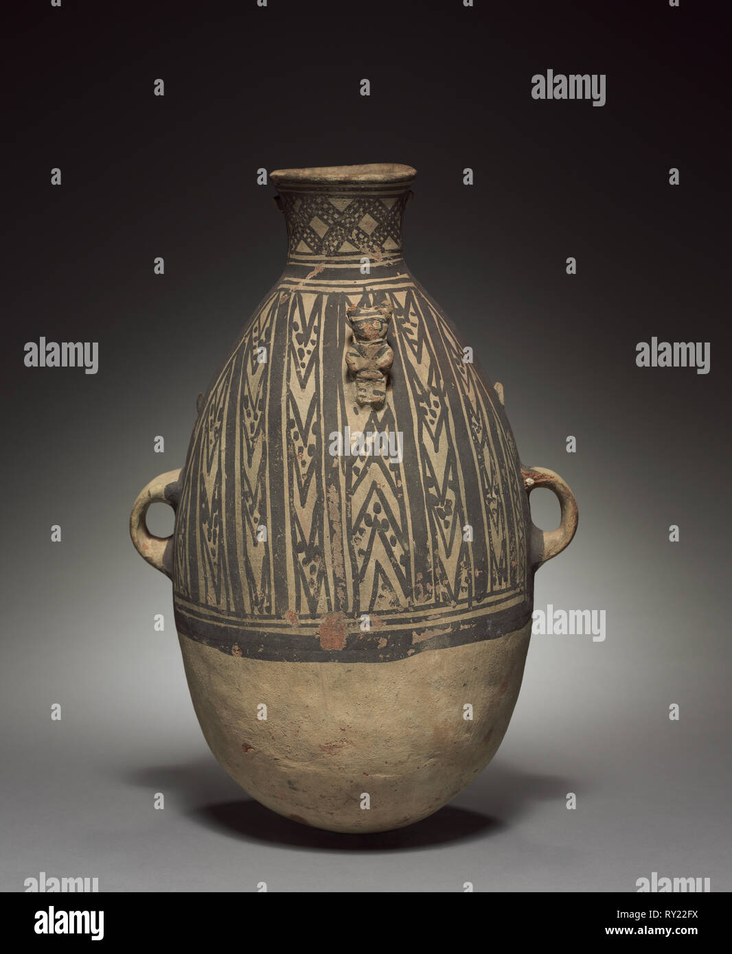 Bottle, 800-1500. Peru, Chimu, 9th-15th Century. Pottery; overall: 40.1 x 25.7 x 23.5 cm (15 13/16 x 10 1/8 x 9 1/4 in Stock Photo