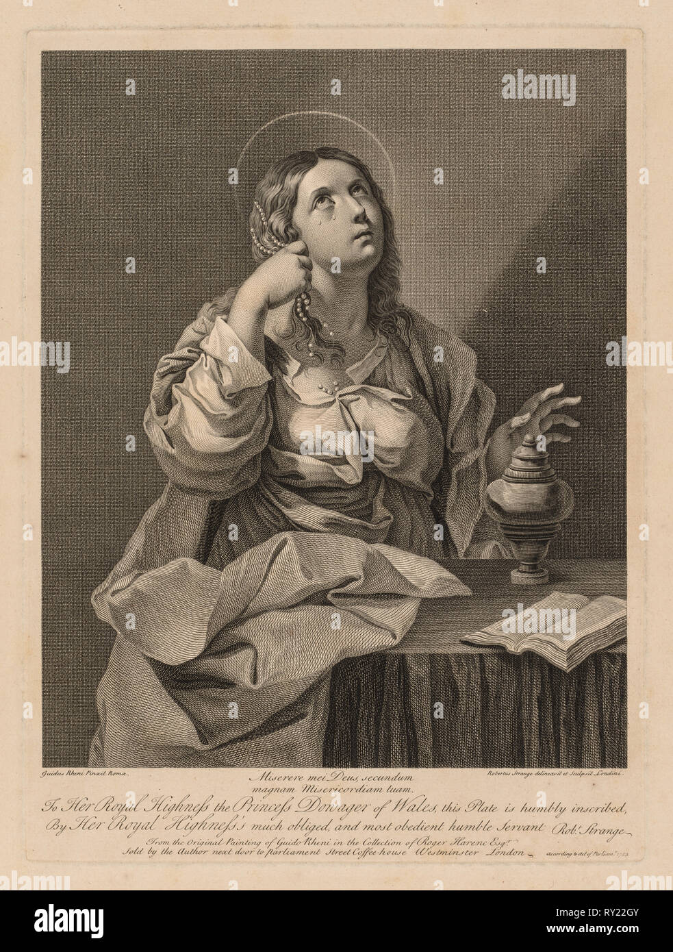 Miserere mei Deus. Robert Strange (British, 1721-1792). Engraving Stock Photo