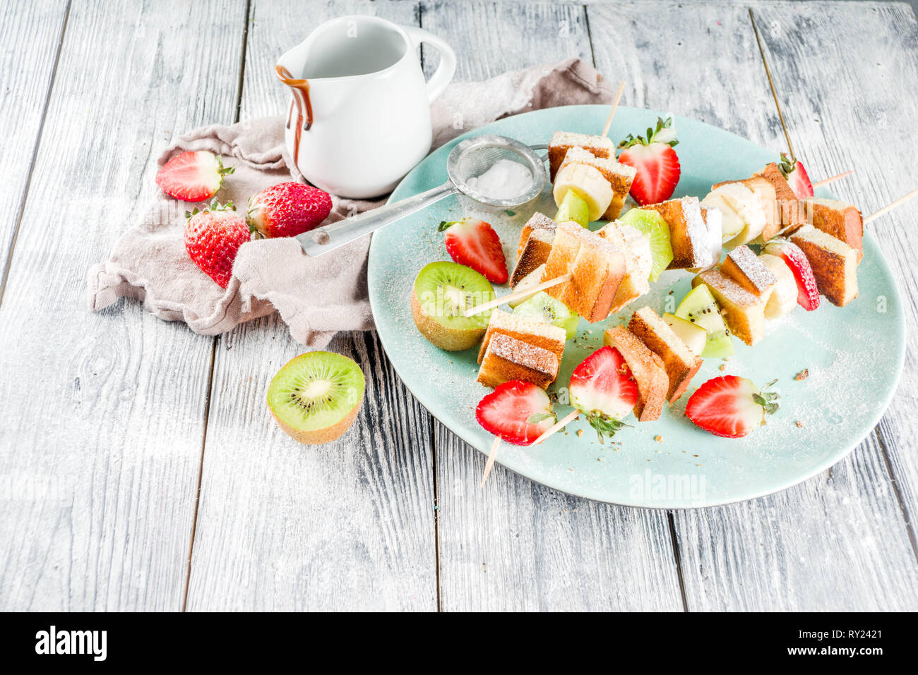 Fruit kebabs raspberry sauce hires stock photography and images Alamy