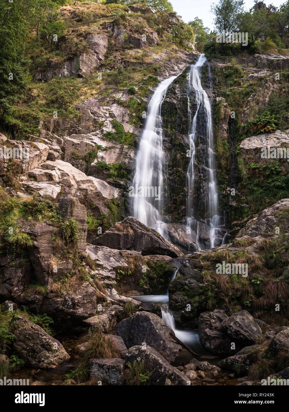 Waterfall of the Belelle River ("Fervenza do Rio Belelle"), Ferrol, Galicia Stock Photo