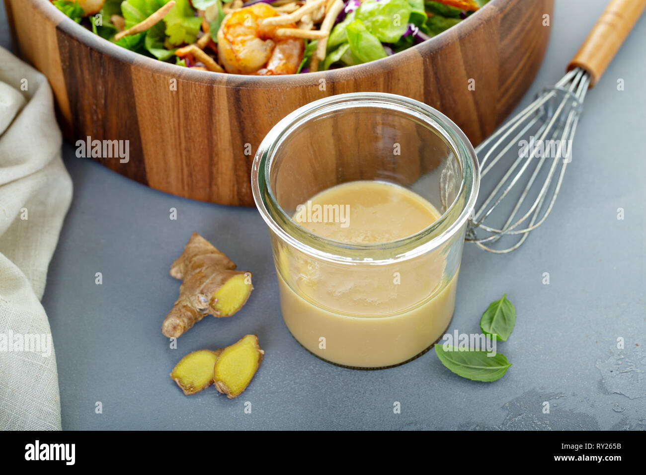 Ginger peanut asian salad dressing Stock Photo Alamy