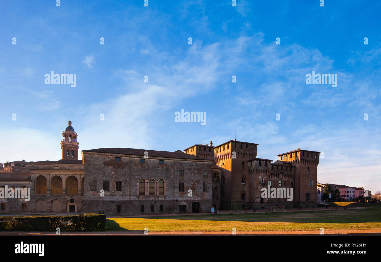 Medieval fortress, Gonzaga Saint George (Giorgio) castle in Italy, Mantua (Mantova). Stock Photo