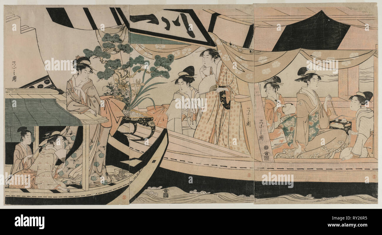 Pleasure-Boating on the Sumida River, 1788/90, Kitagawa Utamaro