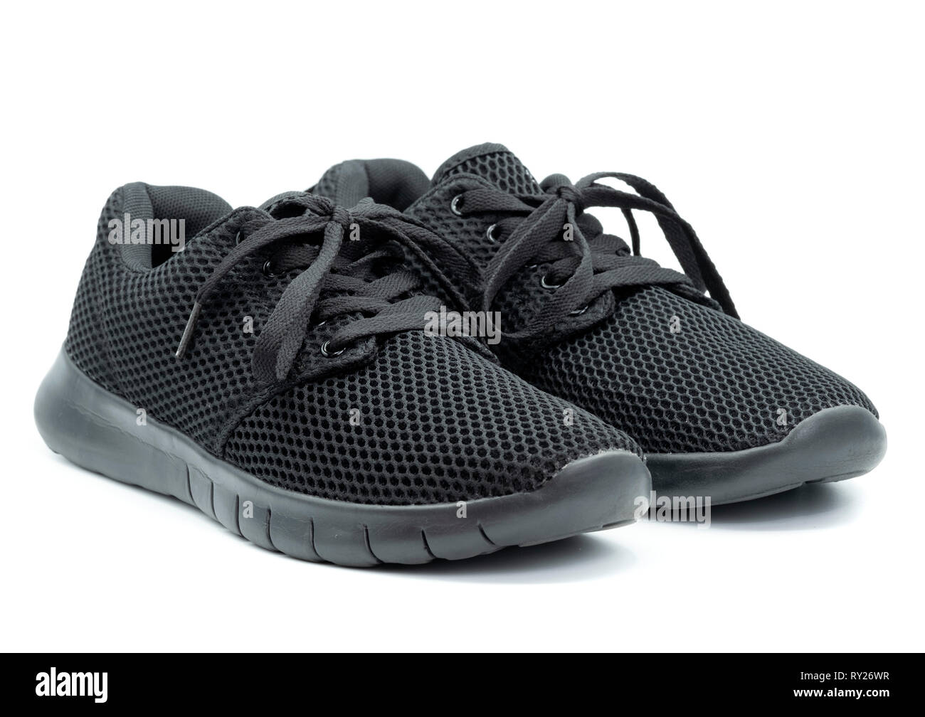 Black walking shoes cut out isolated on white background Stock Photo ...