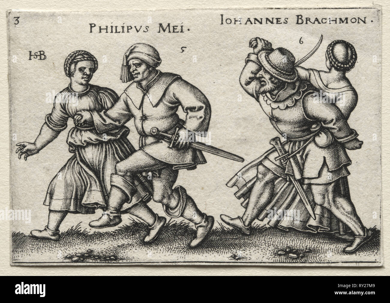 The Village Wedding:  Philipus Mei / Johannes Brachmon, 1546. Hans Sebald Beham (German, 1500-1550). Engraving Stock Photo