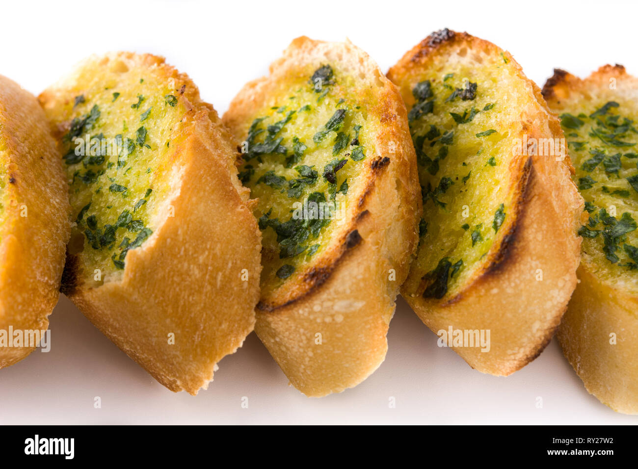 Garlic breads slice isolated on white background Stock Photo