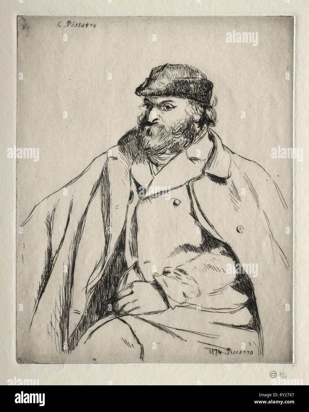 Paul Cézanne, 1874. Camille Pissarro (French, 1830-1903). Etching Stock Photo