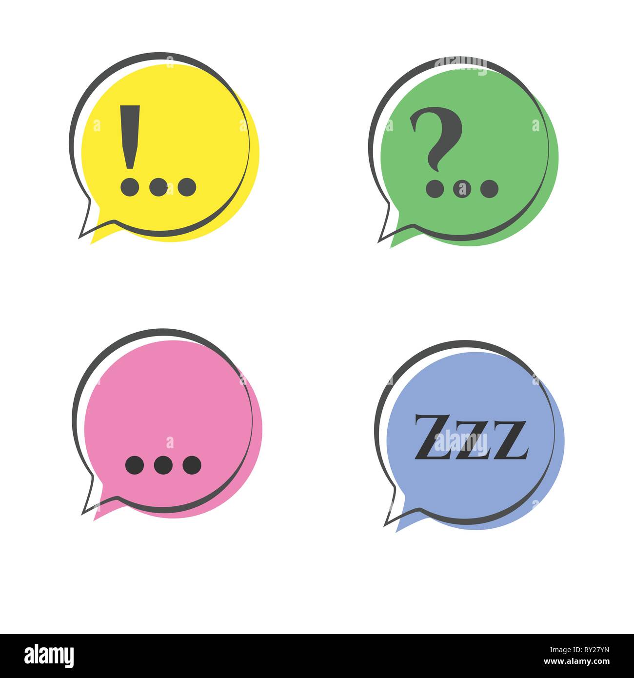 Speech bubble doodle stickers set with multiple colors - stock vector for design Stock Vector