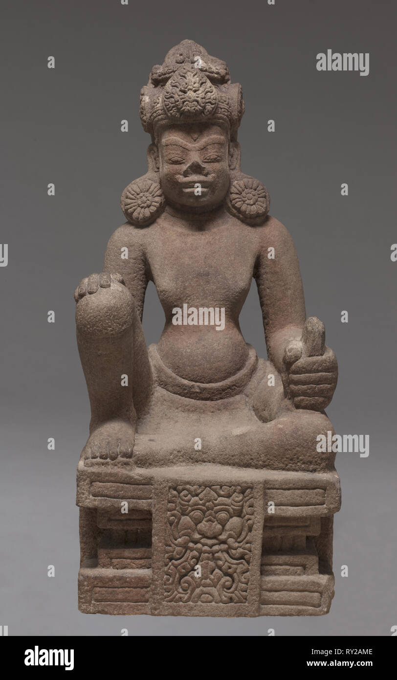 Enthroned planetary deity, 850-875. Central Vietnam (Champa), Quang Nam province, Dong Duong monastery. Sandstone; overall: 86.5 x 37.5 cm (34 1/16 x 14 3/4 in Stock Photo