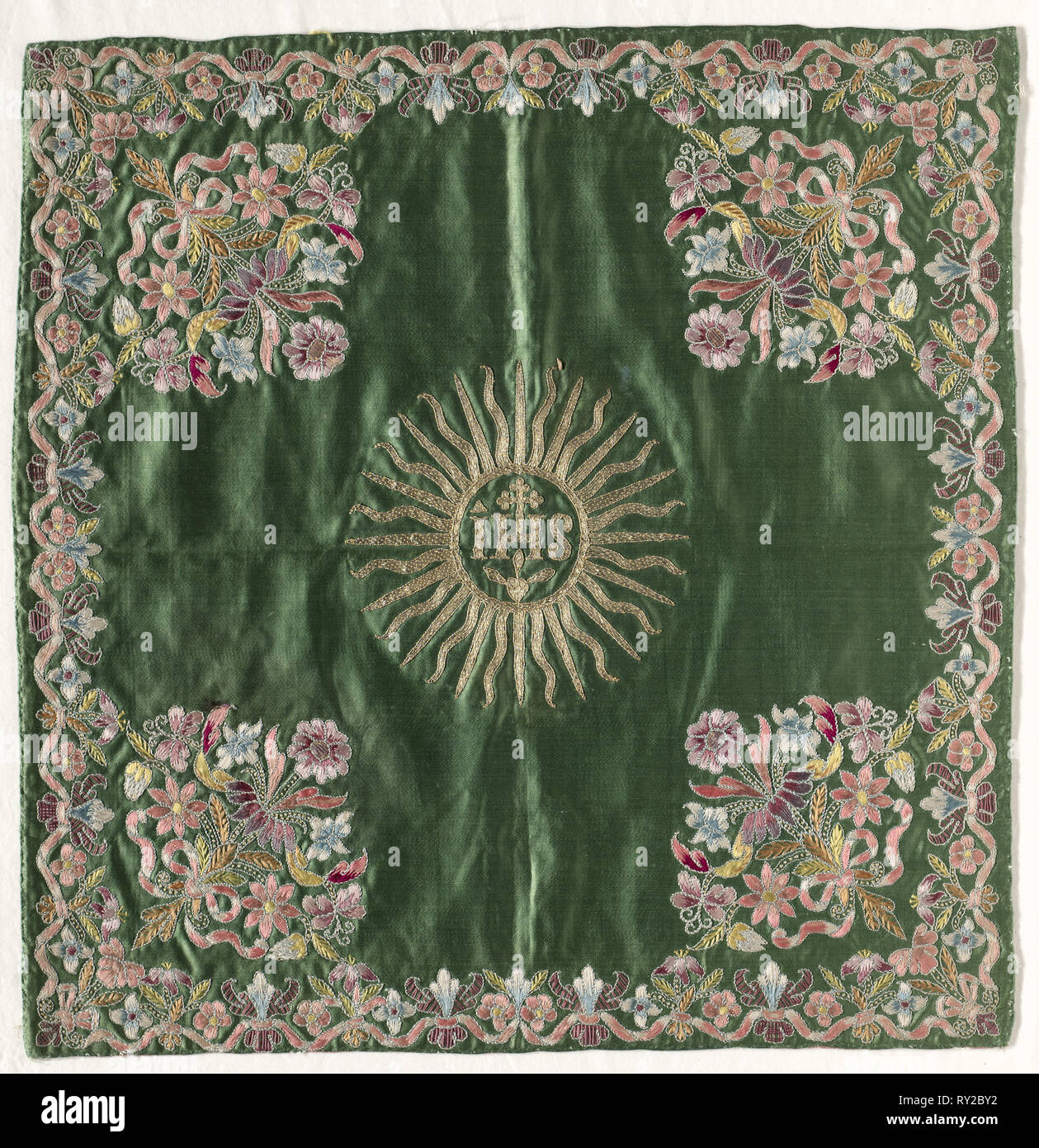 Chalice Veil, 1700s. Italy, 18th century. Embroidered satin and silk; overall 54.6 x 55.9 cm