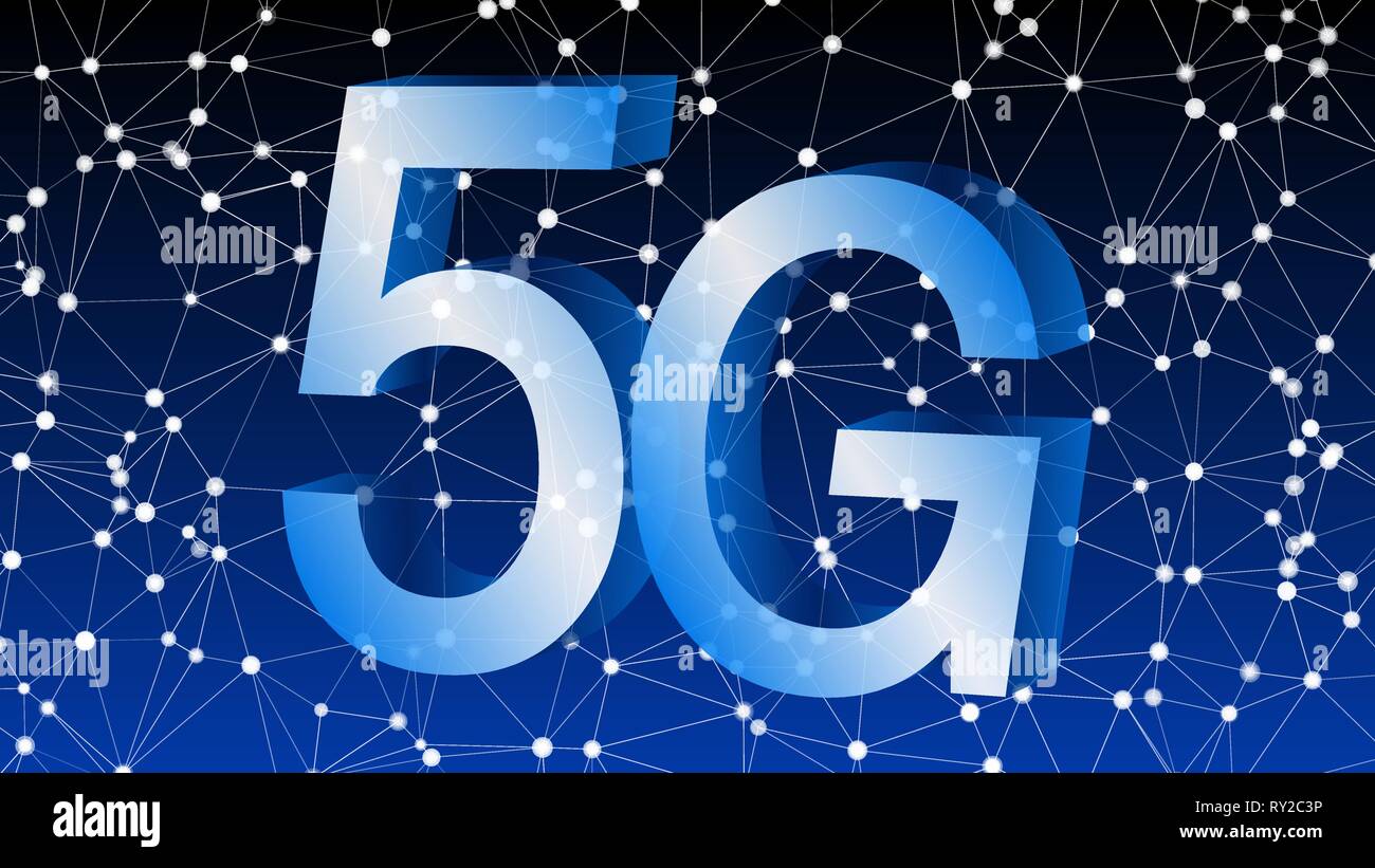 Cloud power in 5G network, vector 3d idea Stock Vector