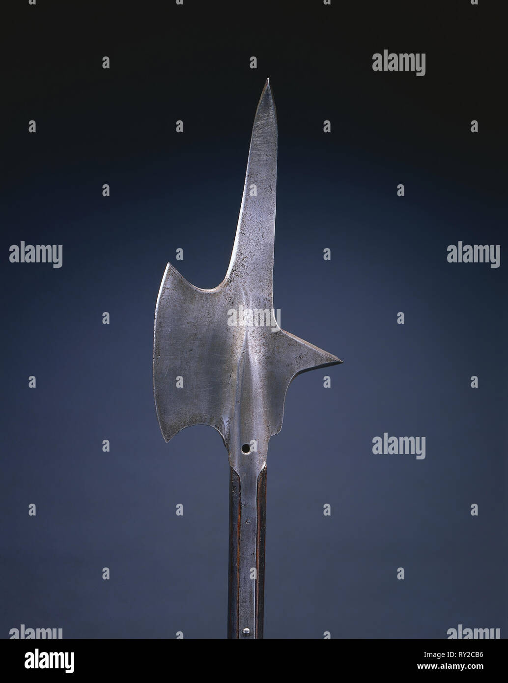 Halberd, 1600s. Switzerland, 17th century. Steel; rectangular wood haft with planed corners; overall: 160 cm (63 in.); blade: 19.3 cm (7 5/8 in Stock Photo