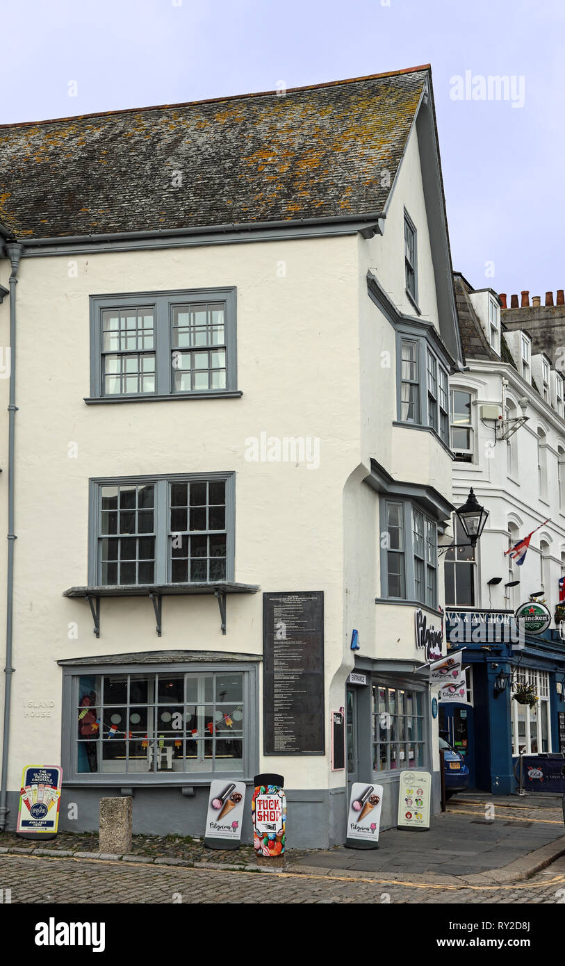Island House, Southside Street on Plymouth's historic Barbican Stock Photo