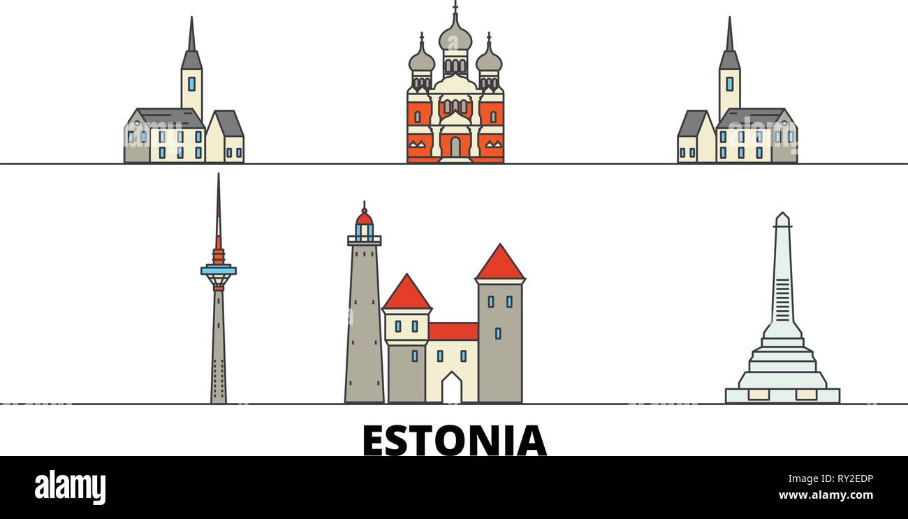 Estonia flat landmarks vector illustration. Estonia line city with famous  travel sights, skyline, design Stock Vector Image & Art - Alamy