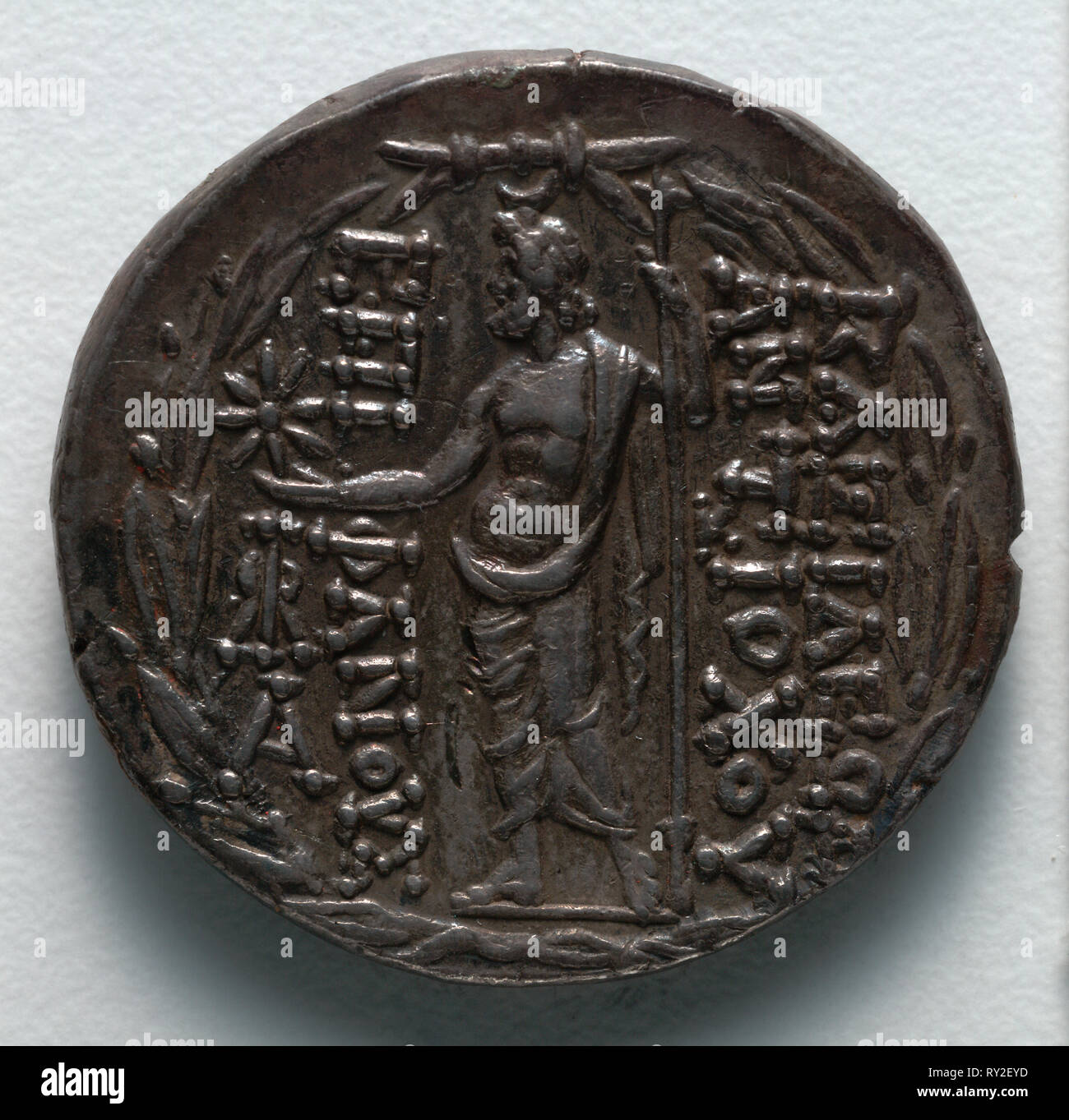 Tetradrachm: Zeus (reverse), 111-109 BC. Greece, late 2nd century BC. Silver; diameter: 2.8 cm (1 1/8 in Stock Photo
