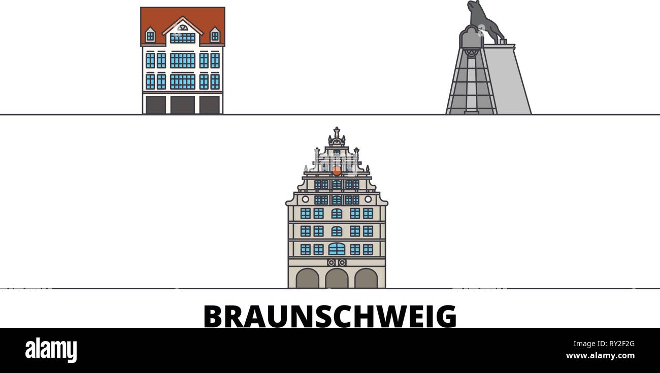 Germany, Braunschweig flat landmarks vector illustration. Germany