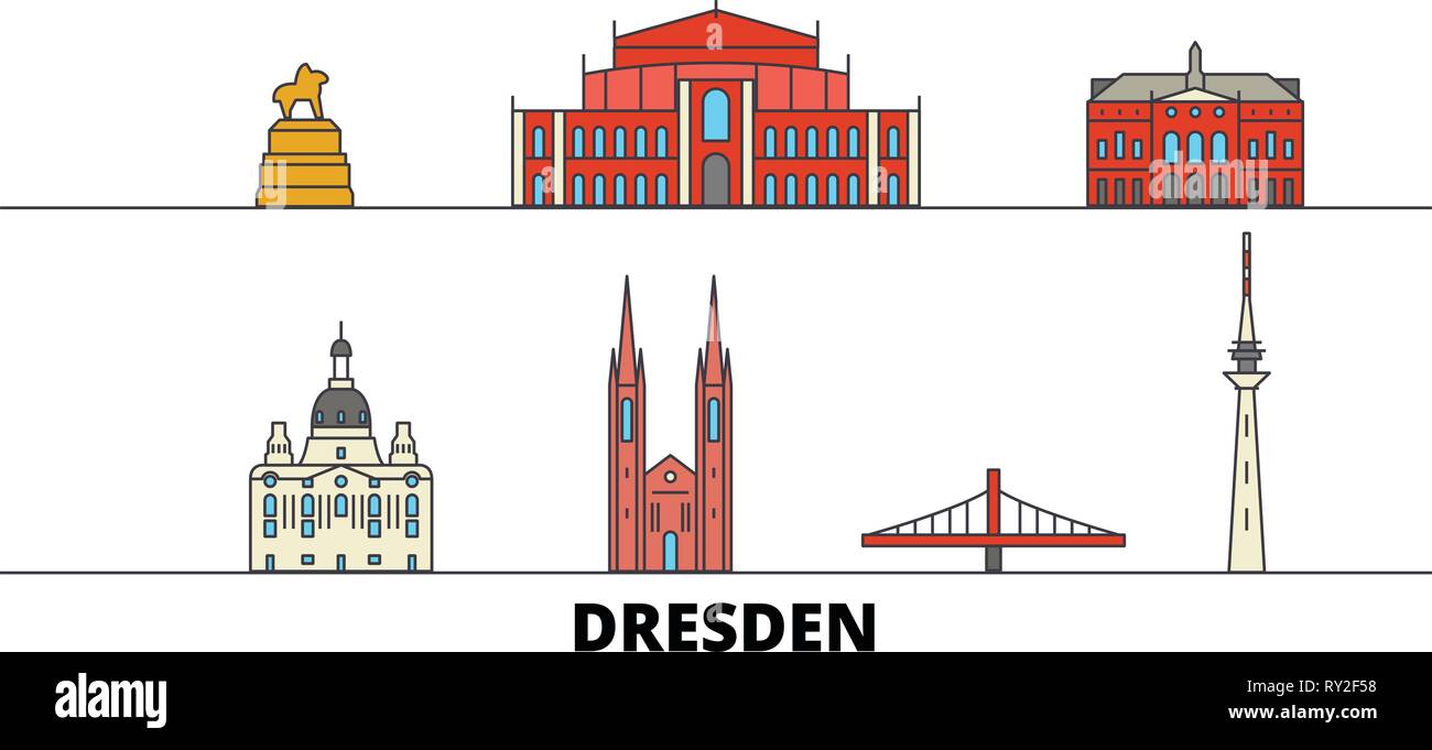 Germany, Dresden flat landmarks vector illustration. Germany, Dresden ...