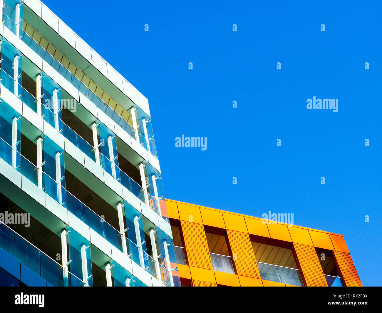 Modern apartment buildings in Enderby Wharf Greenwich South East