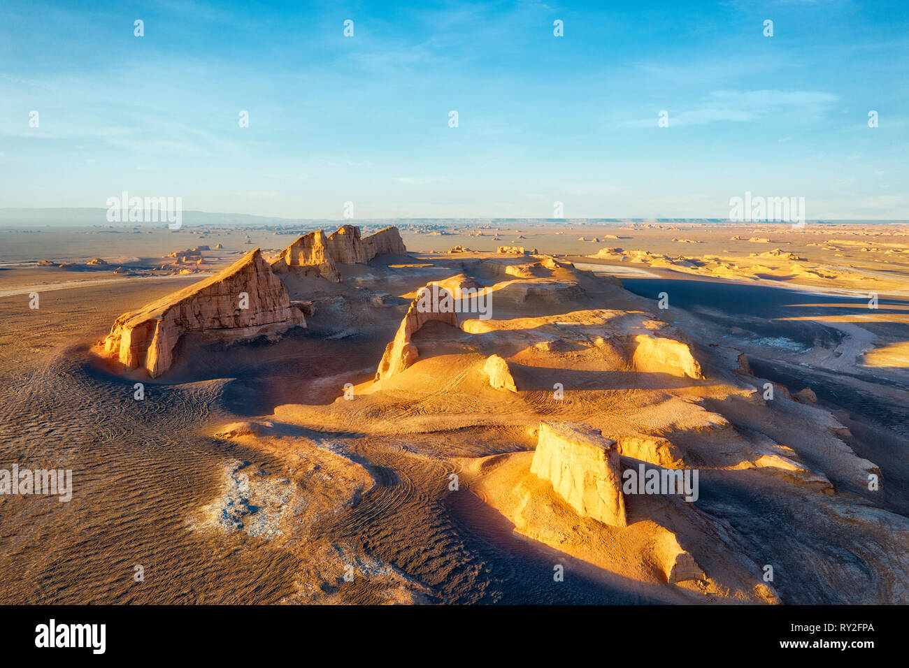 Dasht-e Lut Desert in eastern Iran taken in January 2019 taken in hdr Stock Photo