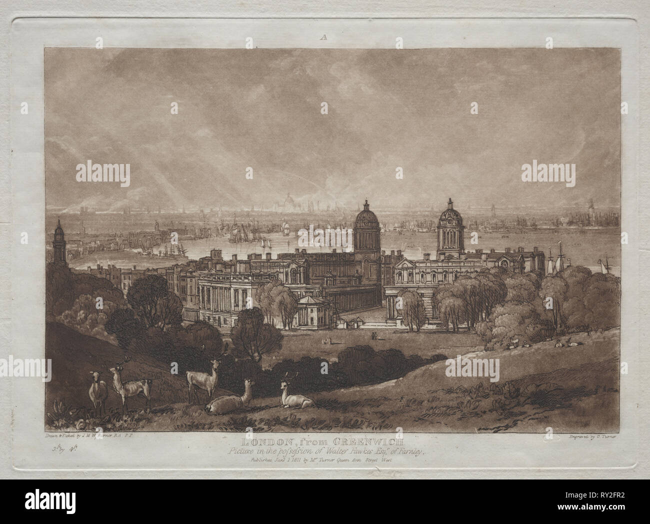 London from Greenwich. Joseph Mallord William Turner (British, 1775-1851). Etching and mezzotint Stock Photo