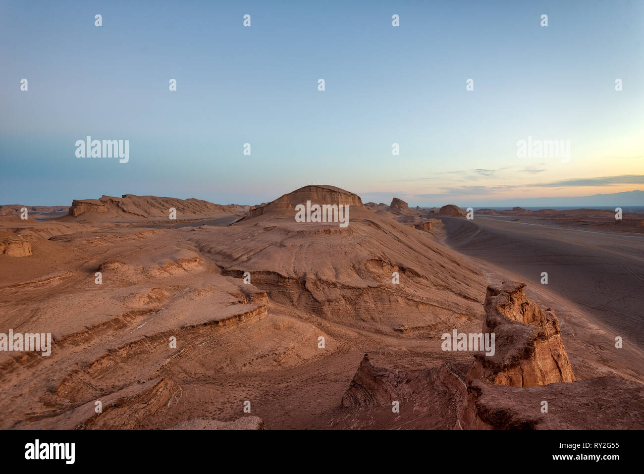 Dasht-e Lut Desert in eastern Iran taken in January 2019 taken in hdr Stock Photo