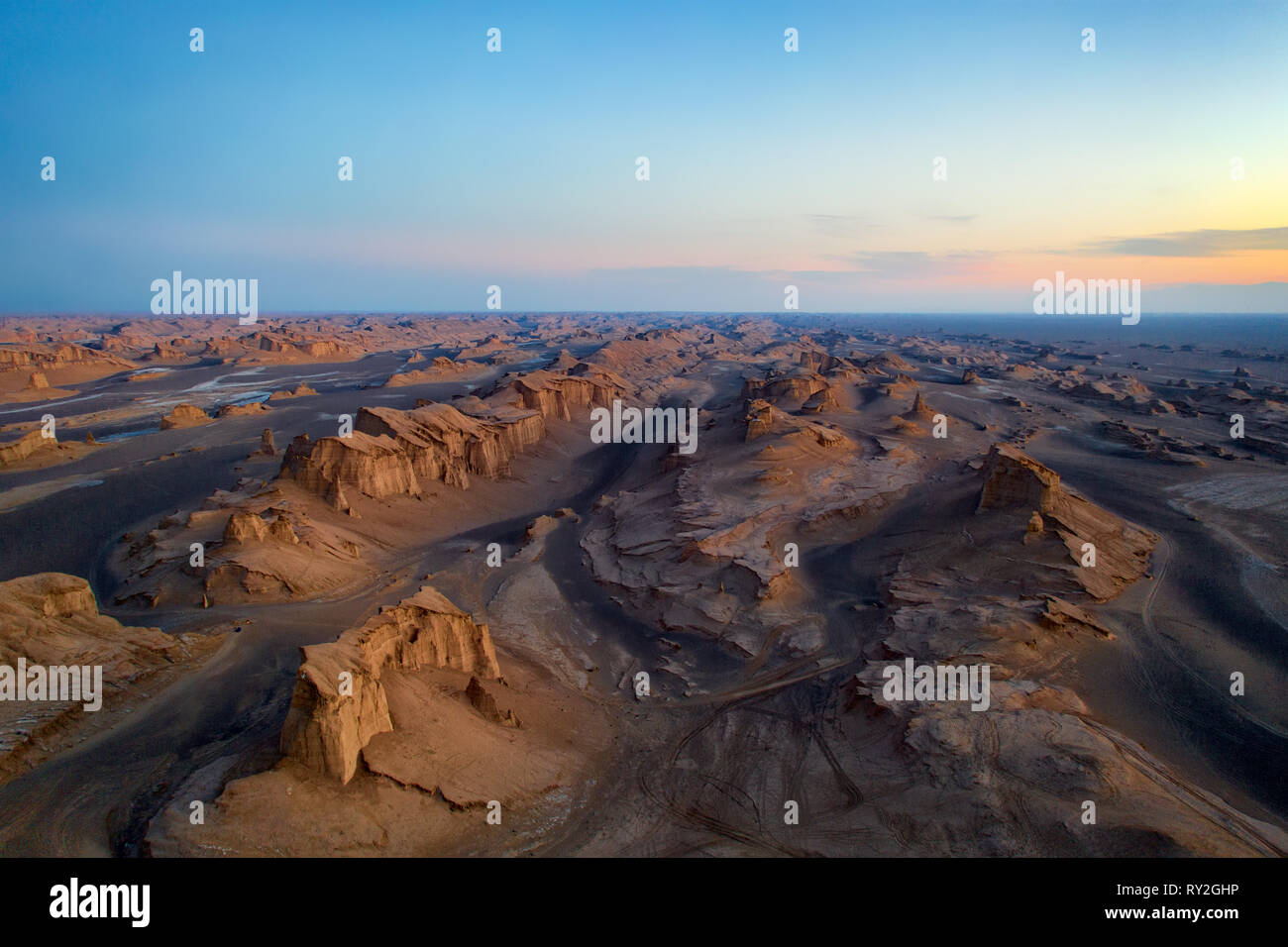 Dasht-e Lut Desert in eastern Iran taken in January 2019 taken in hdr Stock Photo