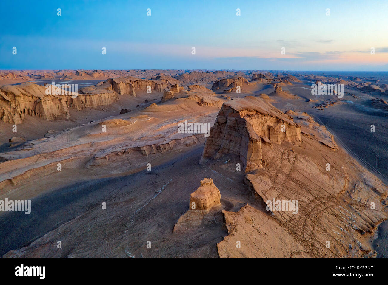 Dasht-e Lut Desert in eastern Iran taken in January 2019 taken in hdr Stock Photo