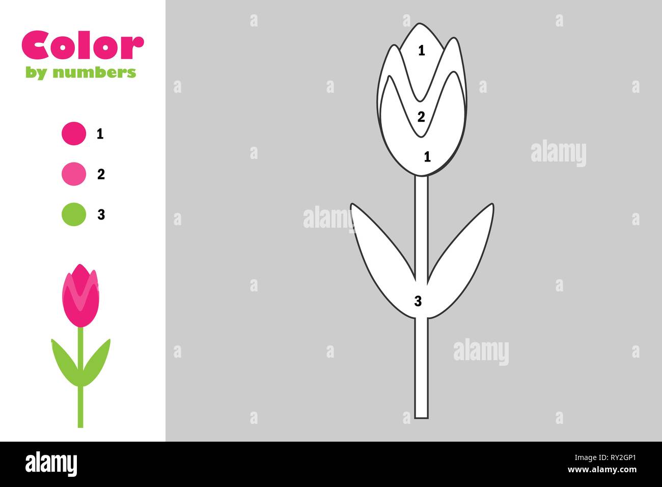 Tulip within just cartoon design, coloration by means of variety, schooling paper photograph regarding Tulip Printable called Tulip within cartoon structure, colour by means of selection, instruction paper