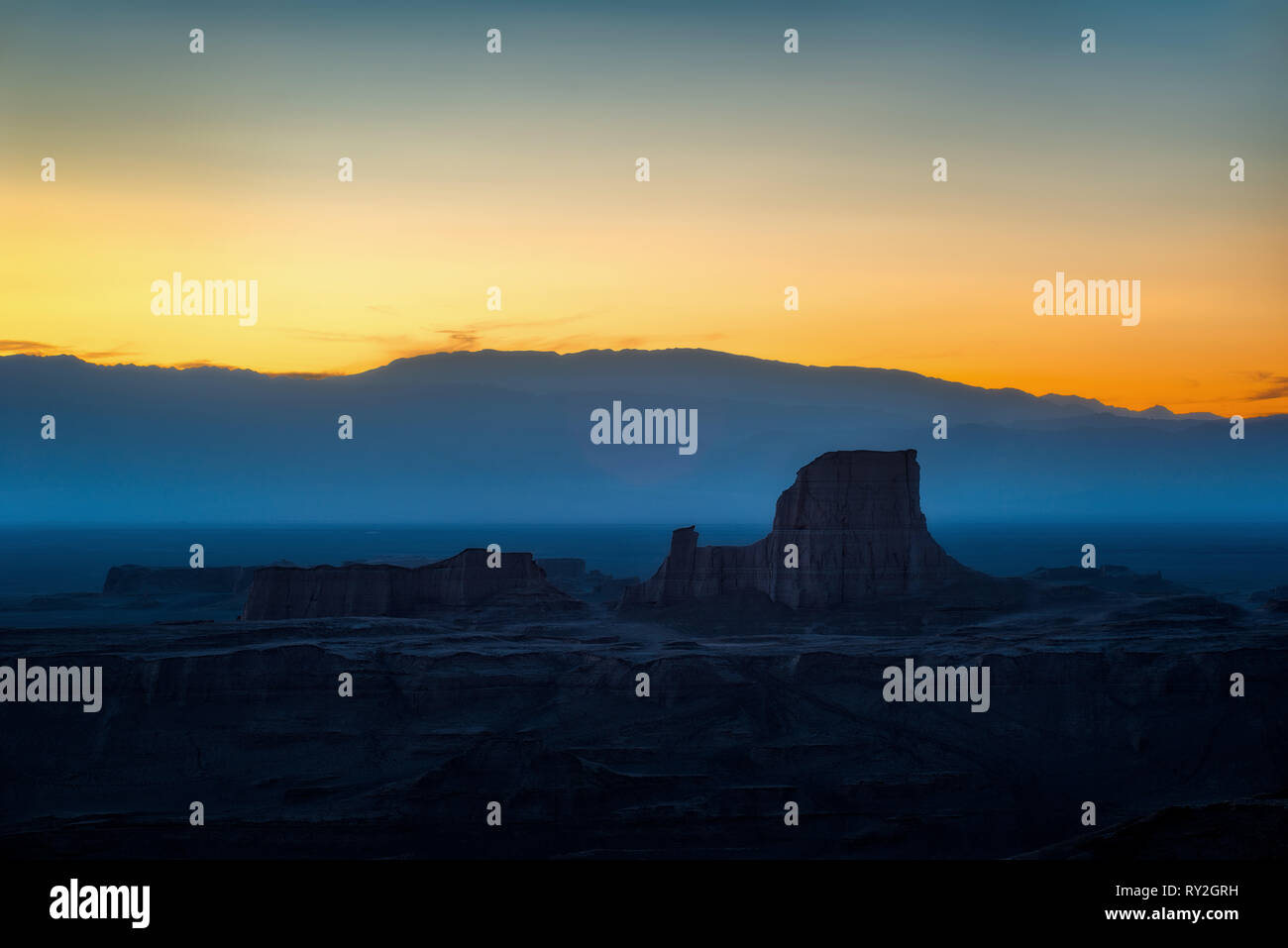 Dasht-e Lut Desert in eastern Iran taken in January 2019 taken in hdr Stock Photo