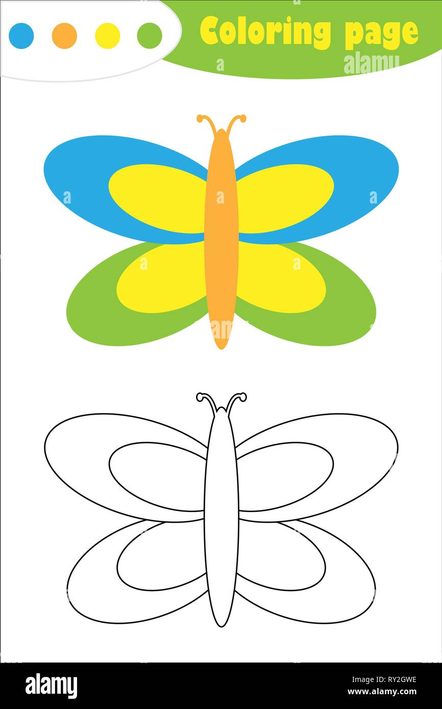 butterfly in cartoon style coloring page spring education paper game for the development of children kids preschool activity printable worksheet stock vector image art alamy