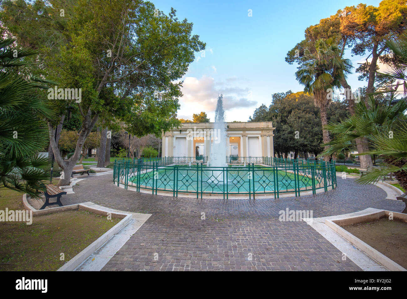Gazebo in Giuseppe Garibaldi public gardens (Giardini Pubblici - Villa Comunale) of Lecce, Puglia, Italy. Beautiful park in Apulia region Stock Photo