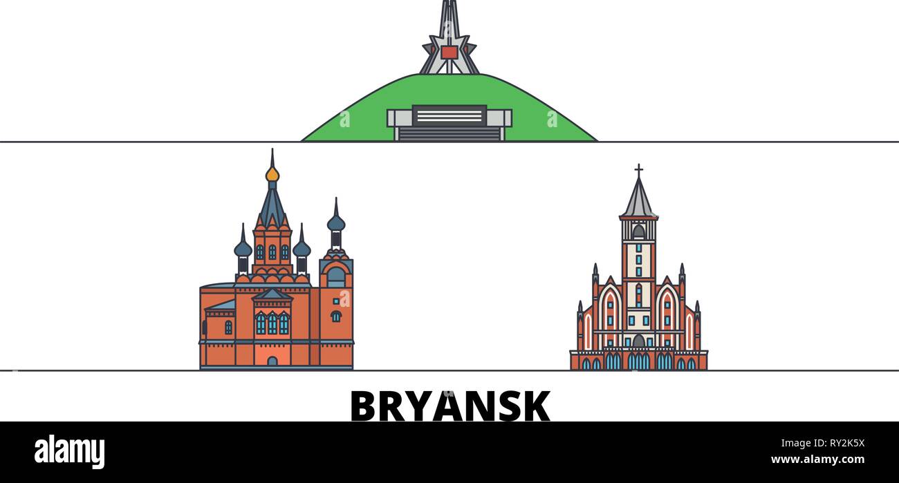 Russia, Bryansk flat landmarks vector illustration. Russia, Bryansk ...