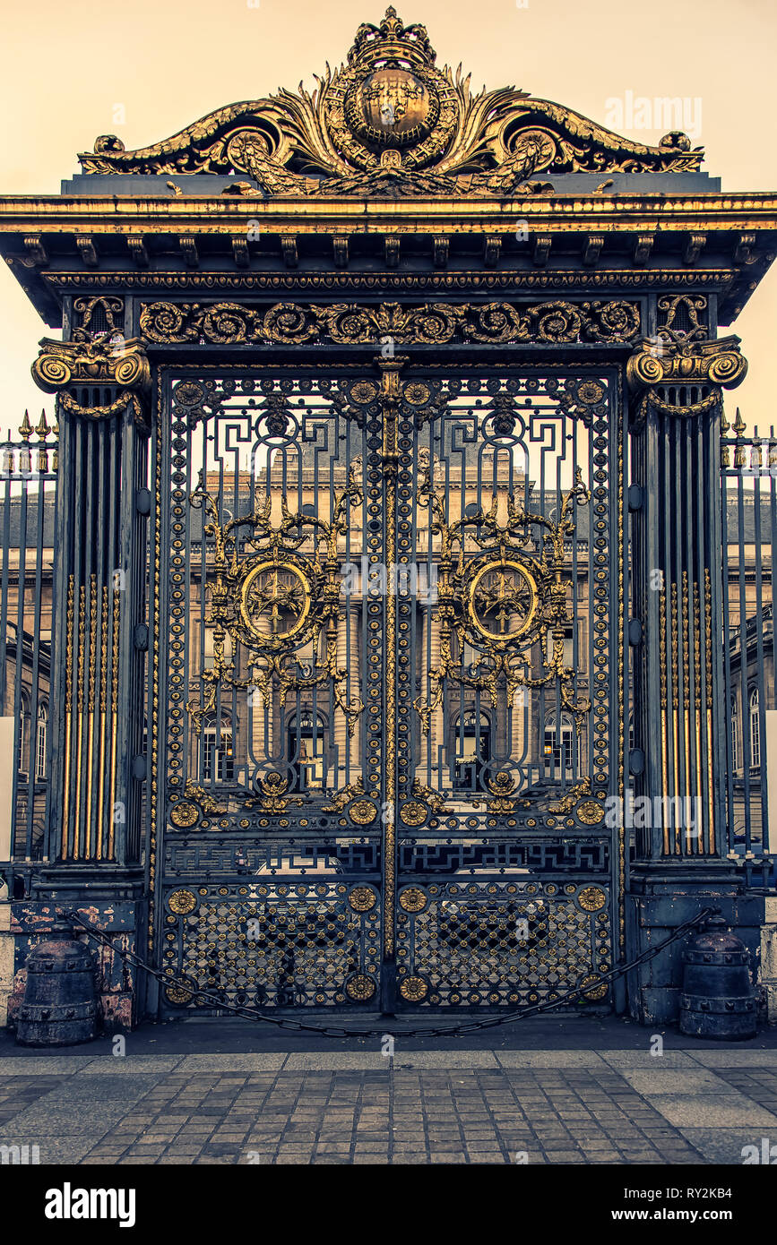 Gate of the Palais de Justice in Paris which is the house of the French Supreme Court Stock Photo