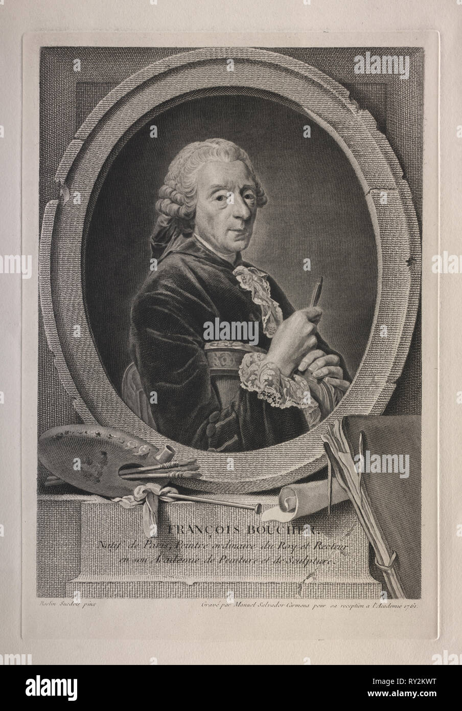 François Boucher. Manuel Salvador Carmona (Spanish, 1734-1820). Engraving Stock Photo