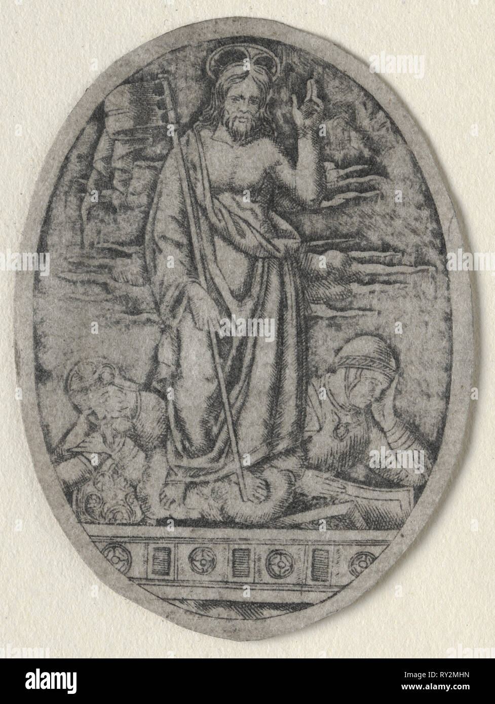 Resurrection of Christ, 1400s. Italy, 15th century. Engraving - Niello Stock Photo