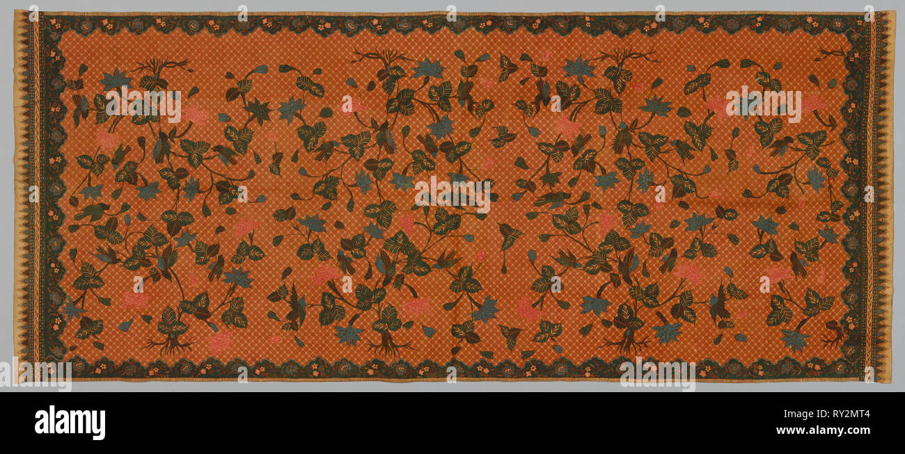 Waist Cloth, 1800s. Indonesia, Java, Samarang, 19th century. Batik; cotton; overall: 247.6 x 104.1 cm (97 1/2 x 41 in Stock Photo