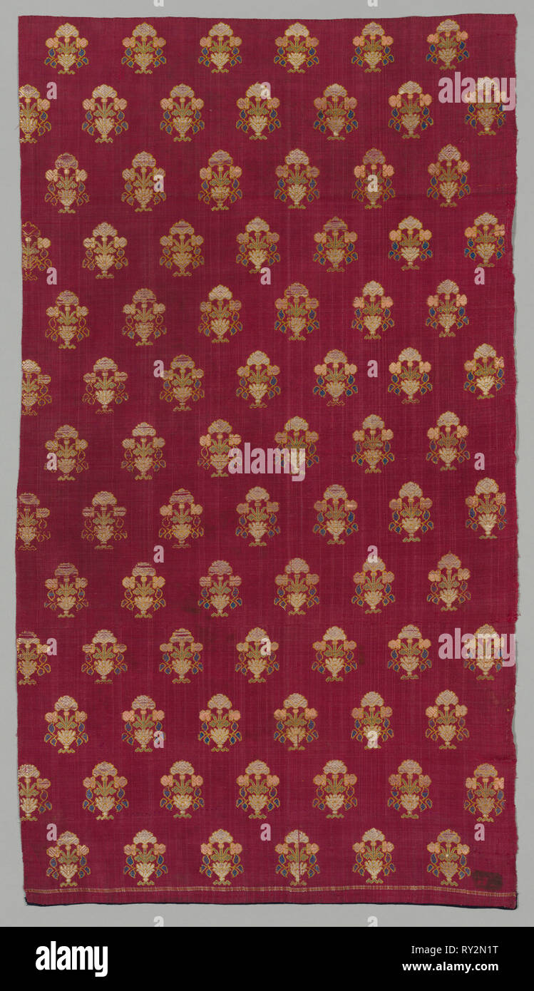 Brocade, 1700s or 1800s. India, Surat, 18th or 19th century. Brocade, 'himru'; silk and cotton; overall: 75.6 x 41.9 cm (29 3/4 x 16 1/2 in Stock Photo
