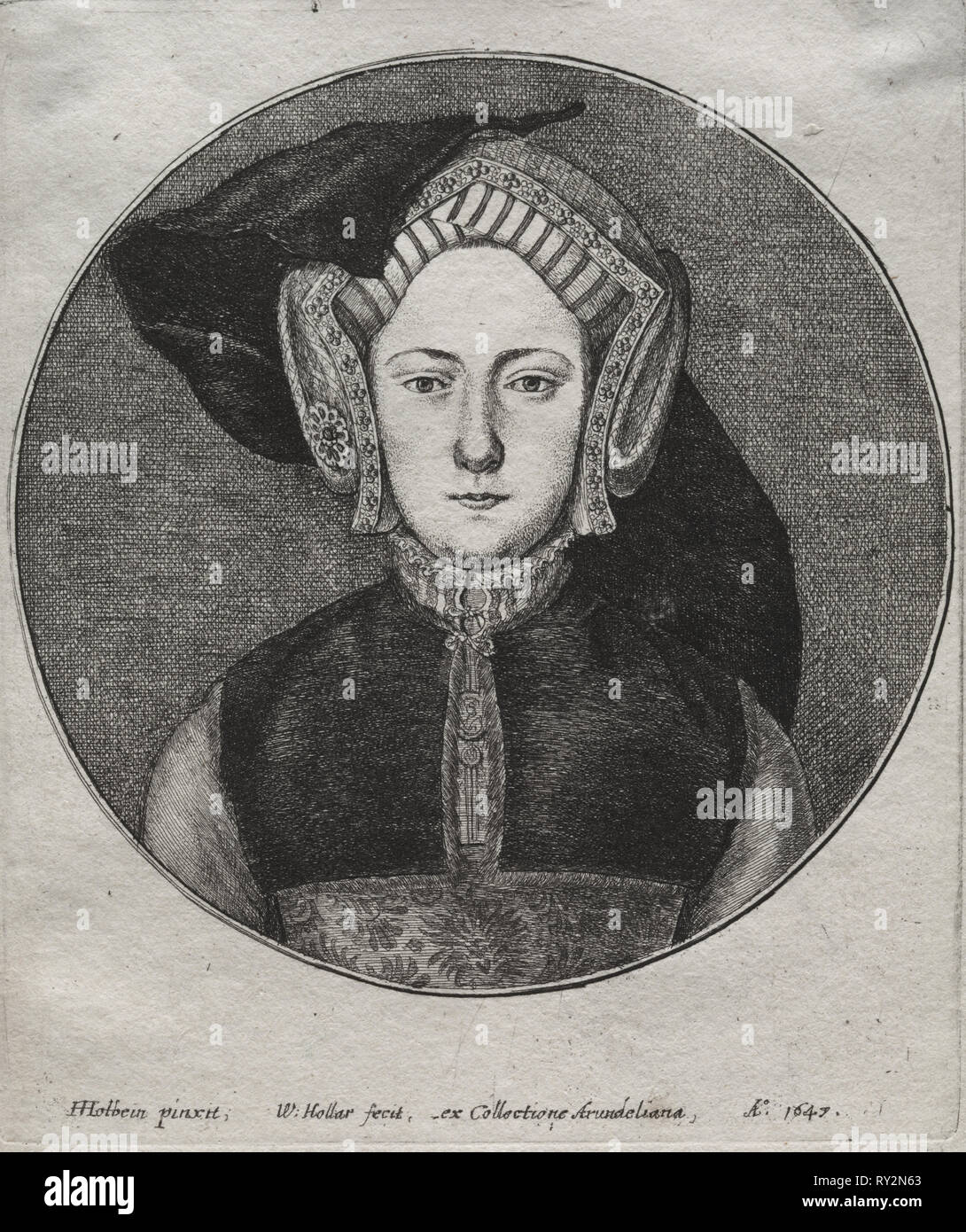 Catherine of Aragon, 1647. Wenceslaus Hollar (Bohemian, 1607-1677). Etching Stock Photo